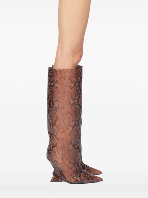 The Attico 105mm Cheope snakeskin wedge boots - Brown - zdjęcie produktu nr 2