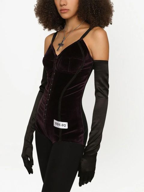 Dolce & Gabbana KIM DOLCE&GABBANA velvet bodysuit - Red