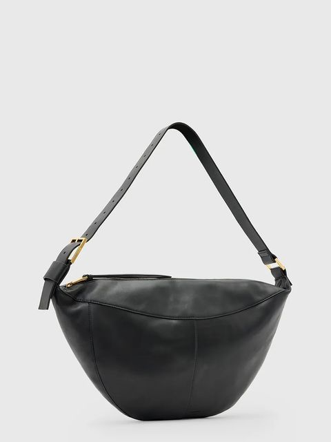 AllSaints torebka skórzana LUNA kolor czarny W190XD