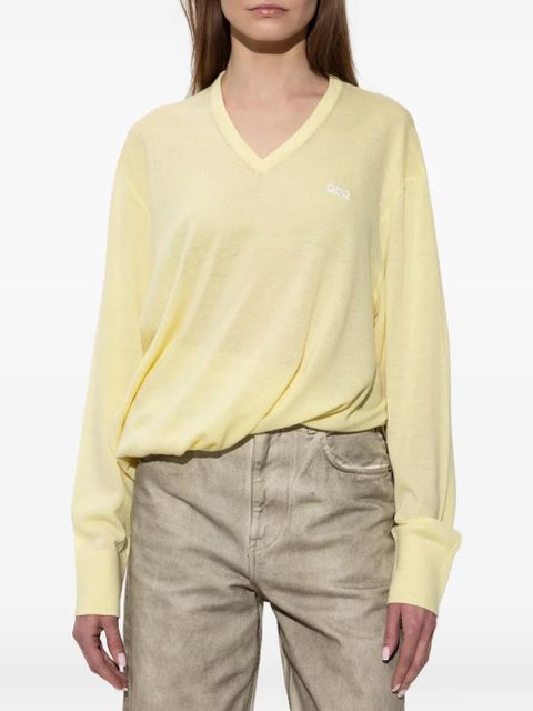LOEWE V-neck asymmetric-silhouette wool sweater - Yellow