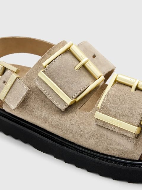 AllSaints sandały zamszowe Isla Sandal damskie kolor beżowy W045FC