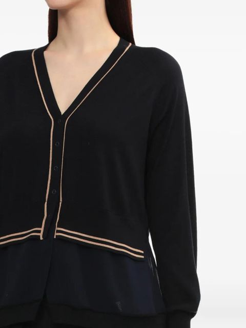 3.1 Phillip Lim chiffon-hem V-neck wool cardigan - Blue