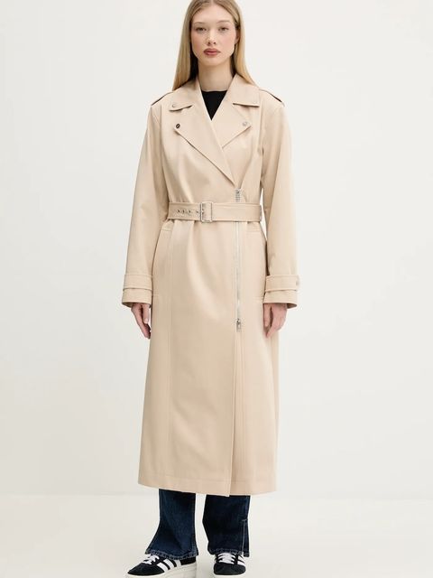 HUGO trencz damski kolor beżowy przejściowy 50542278 - zdjęcie produktu nr 1