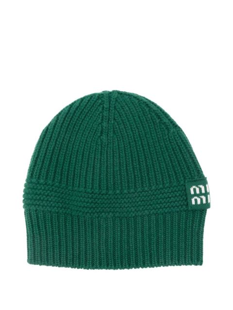 Miu Miu ribbed-knit beanie - Green
