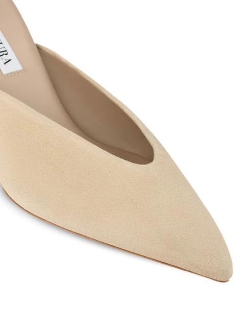 Aquazzura Bisous pointed-toe suede mules - Neutrals