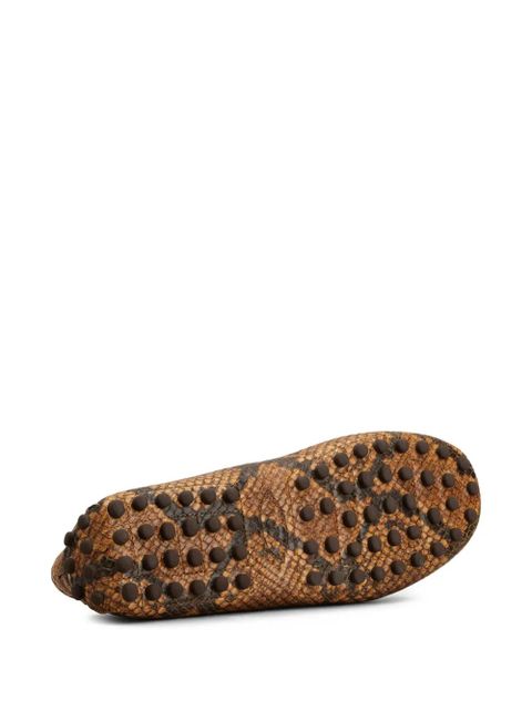Tod's snake-print loafers - Brown