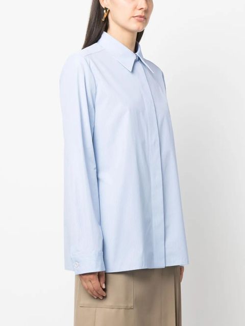 Jil Sander concealed-fastening striped cotton shirt - Blue