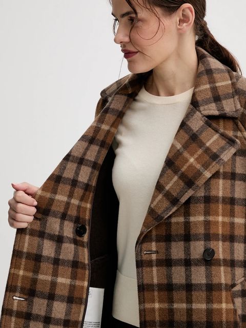 Marc O'Polo płaszcz z wełną kolor brązowy 508018371151