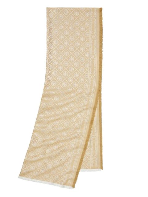 Tory Burch T monogram-jacquard scarf - Neutrals - zdjęcie produktu nr 2