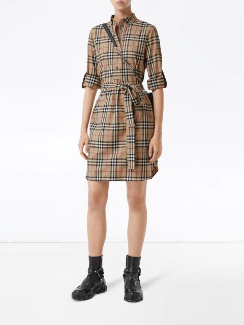 Burberry Vintage check tie-waist shirt dress - Brown
