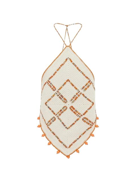 ALEMAIS crochet-knit pom-pom top - Neutrals - zdjęcie produktu nr 1