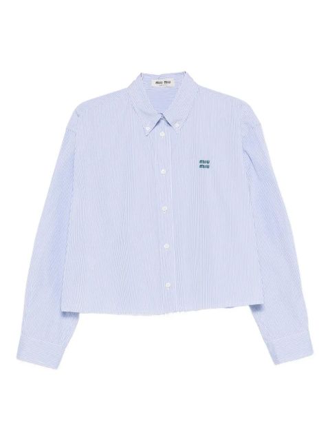 Miu Miu striped logo-embroidered shirt - Blue - zdjęcie produktu nr 1