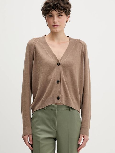 Sisley kardigan z dodatkiem wełny damski kolor brązowy lekki 102HM602Q - zdjęcie produktu nr 1