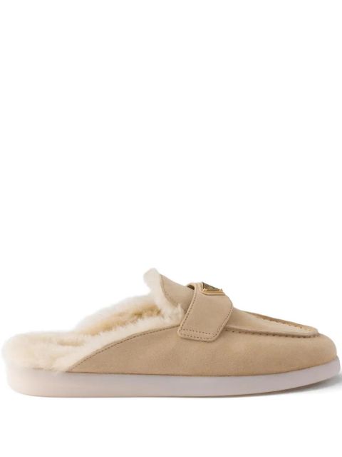 Prada suede shearling loafers - Neutrals