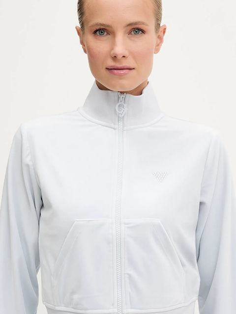 Guess bluza welurowa COUTURE damska kolor niebieski gładka V3BQ22 K0232