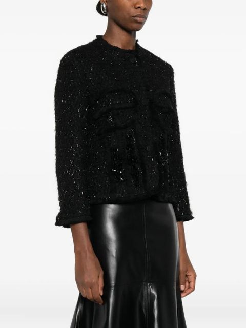 Simone Rocha sequin-embellished tweed jacket - Black