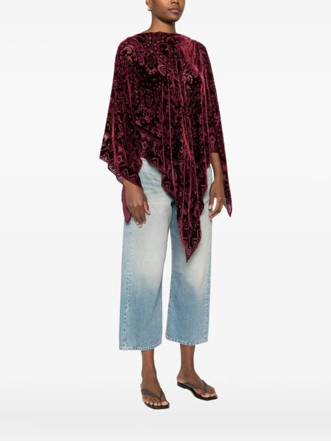 ETRO paisley-pattern velvet poncho - Red