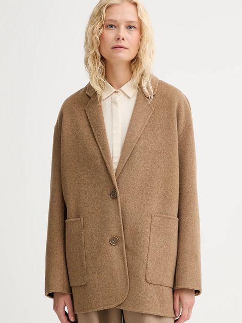 Sessun płaszcz z wełną kolor brązowy przejściowy oversize 25113004 - zdjęcie produktu nr 1