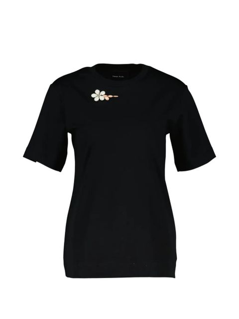 Simone Rocha short-sleeved flower-detail T-shirt - Black - zdjęcie produktu nr 1