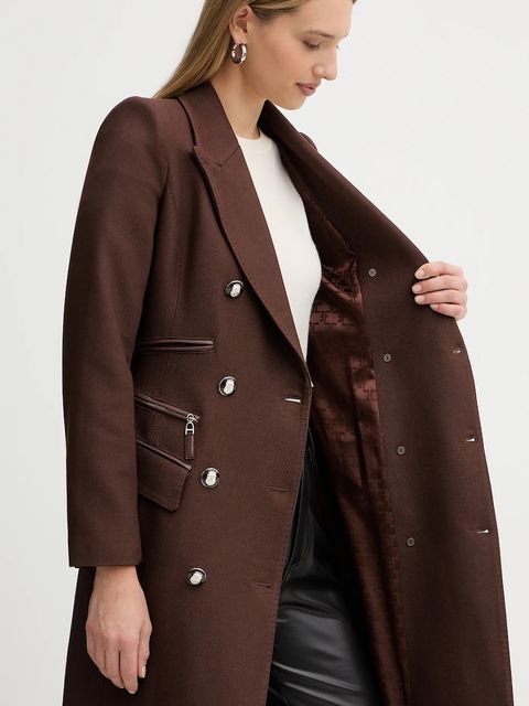 Elisabetta Franchi płaszcz kolor brązowy CP01056E2
