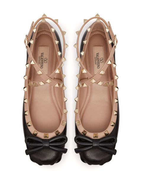 Valentino Garavani Rockstud leather ballerina shoes - Black