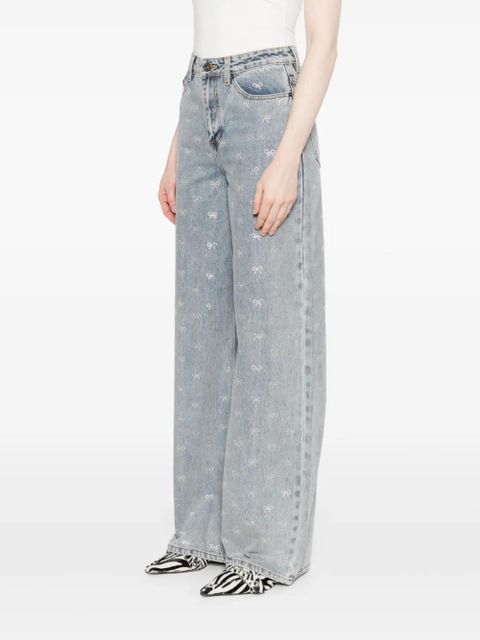 Self-Portrait bow-embellished jeans - Blue
