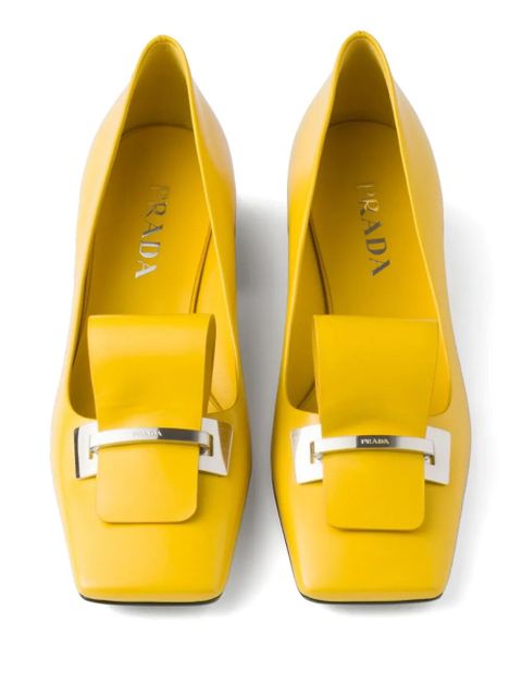 Prada 35mm brushed-leather pumps - Yellow
