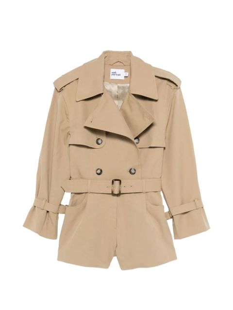 Self-Portrait belted cropped trench jacket - Neutrals - zdjęcie produktu nr 1