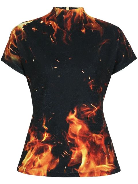Balmain fire print velvet top - Black - zdjęcie produktu nr 1