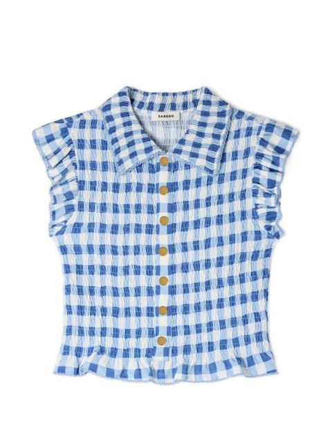 SANDRO ruffled gingham shirt - Blue - zdjęcie produktu nr 1