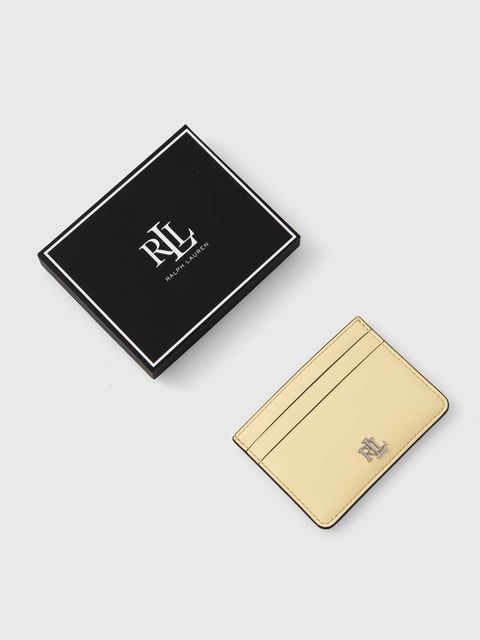 Lauren Ralph Lauren etui na karty skórzane kolor żółty
