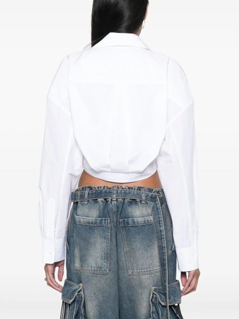 Alexander Wang layered-effect cropped cotton shirt - White