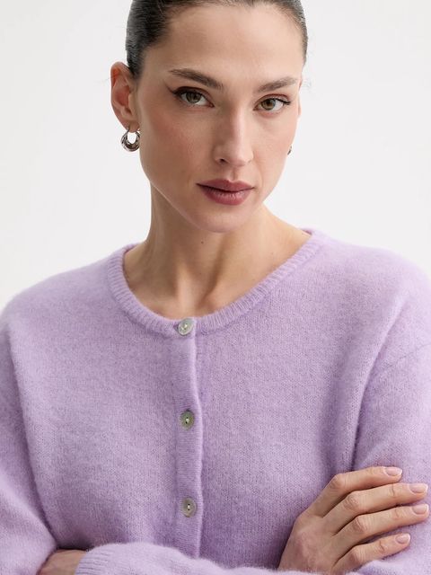 American Vintage kardigan z domieszką wełny GILET ML COL ROND