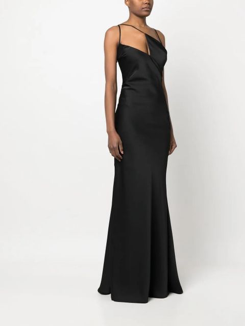 The Attico Melva satin long dress - Black