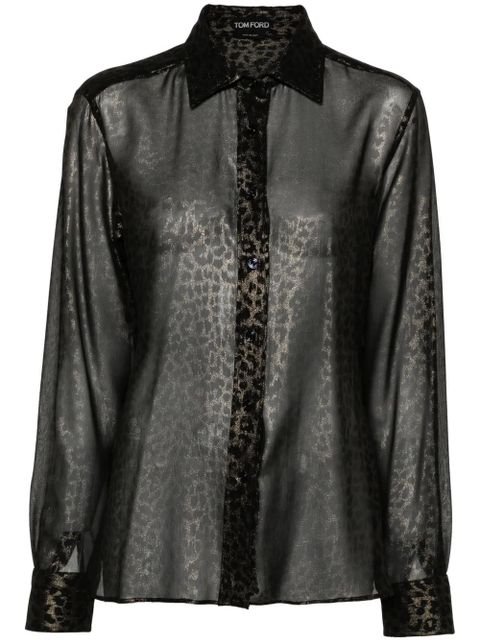 TOM FORD laminated leopard-print silk shirt - Black - zdjęcie produktu nr 1