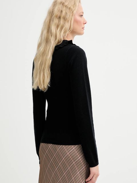 MUNTHE sweter wełniany LIVO damski kolor czarny lekki 253161525373