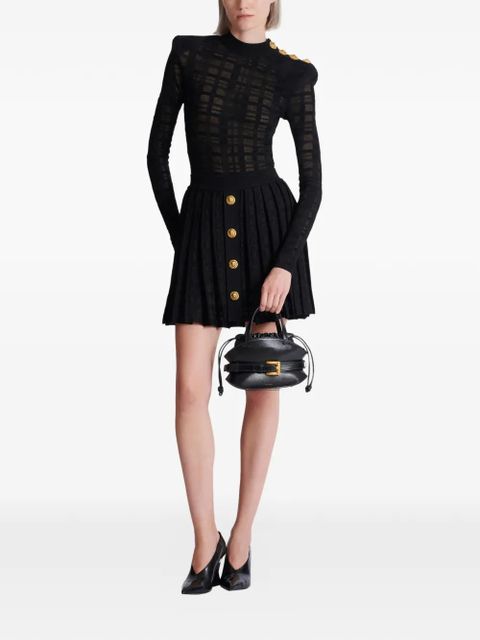 Balmain plaid-check pleated skirt - Black