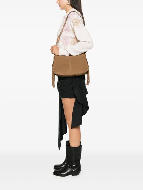 Maje miss M fringed suede shoulder bag - Brown