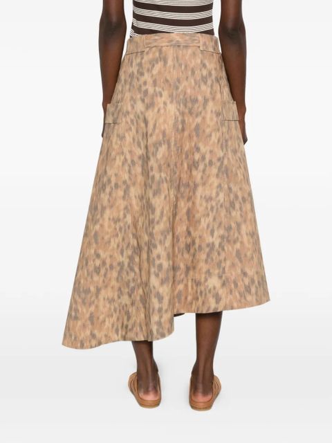 GANNI leopard-print belted skirt - Neutrals