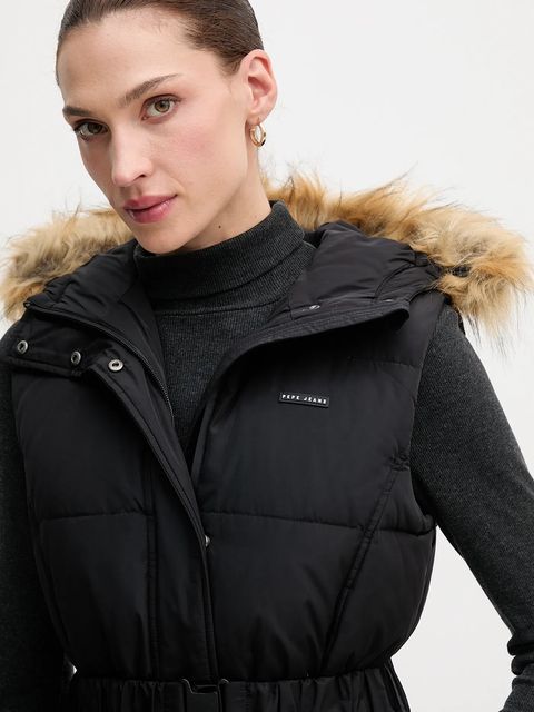 Pepe Jeans bezrękawnik puchowy kolor czarny zimowy PL4024335