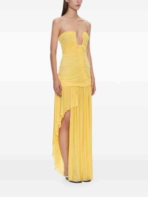 Christopher Esber Arced Orion strapless ruched asymmetric dress - Yellow