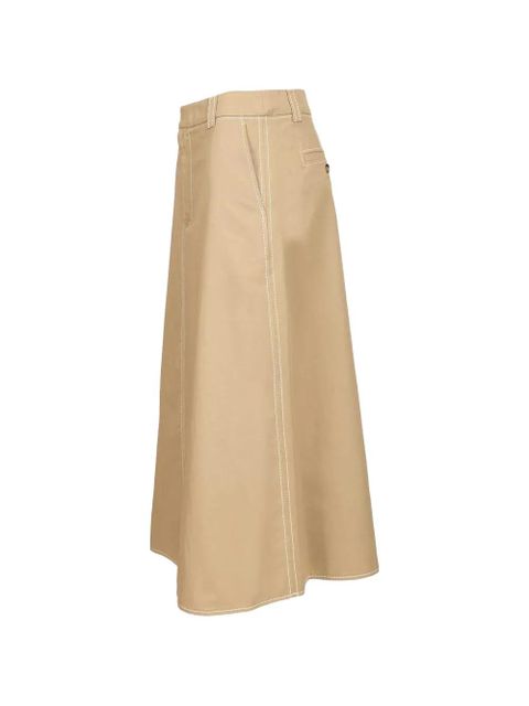 AMI Paris A-line topstitching midi skirt - Neutrals
