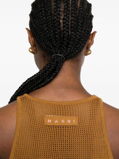 Marni floral-intarsia mesh top - Brown