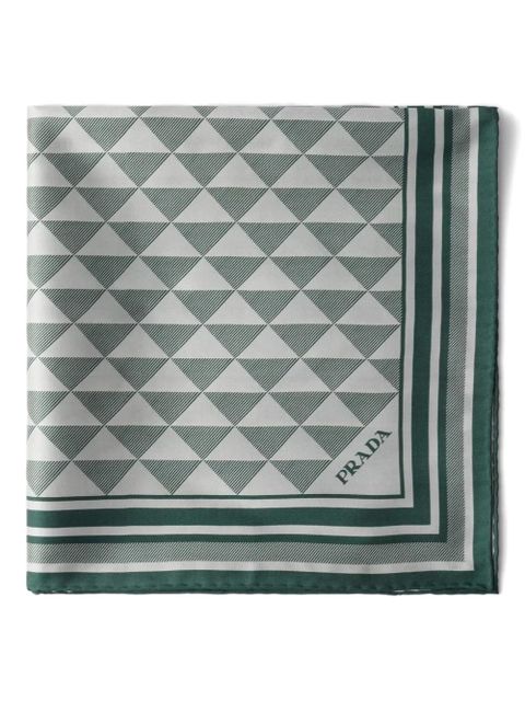 Prada Symbole-pattern silk scarf - Neutrals