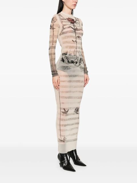 Jean Paul Gaultier Tattoo Marinière maxi dress - Neutrals
