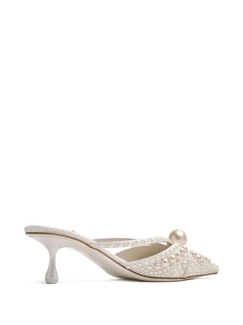 Jimmy Choo Sana pearl-embellished pointed mules - White