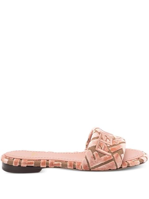FENDI logo-motif velvet sandals - Pink - zdjęcie produktu nr 1