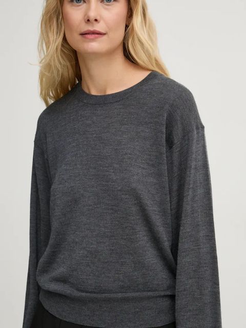 By Malene Birger sweter wełniany MANTEA damski kolor szary lekki Q72580004