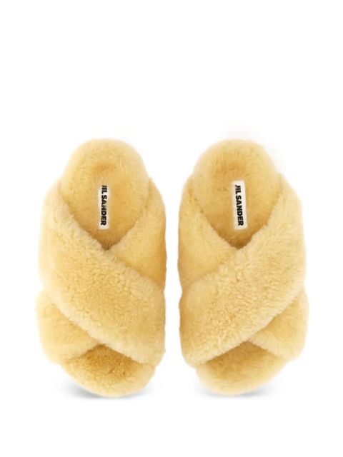 Jil Sander Shearling Crossover flat sandals - Neutrals