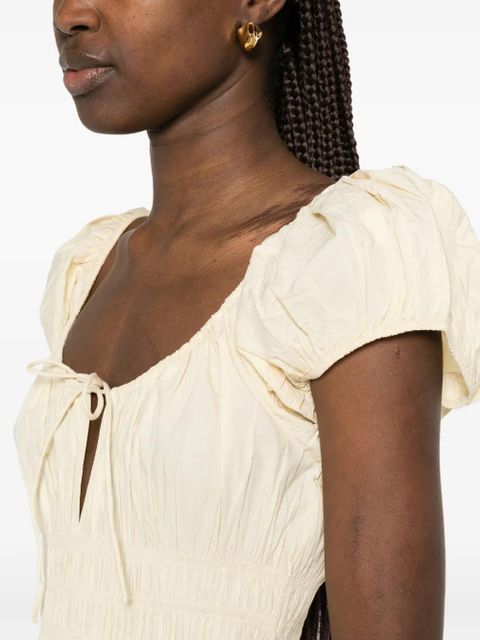 DÔEN Quinn puff-sleeves midi dress - Yellow